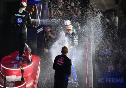 Charles Leclerc sur le podium de Singapour