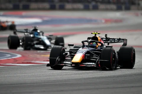 La Red Bull du Français Isack Hadjar sur le circuit d'Austin au Texas